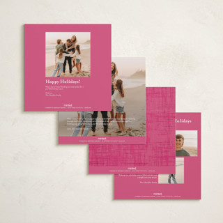 This is a raspberry holiday photo cards with standard by Tamara Hilje called holiday soneto printing on recycled smooth signature in standard