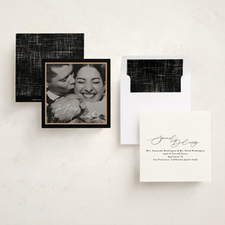 This is a licorice holiday photo cards with standard by Tamara Hilje called holiday soneto printing on recycled smooth signature in standard