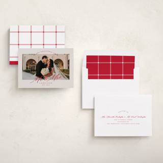 This is a tinsel holiday photo cards with standard by Pink House Press called mr. and mrs. printing on recycled smooth signature in standard