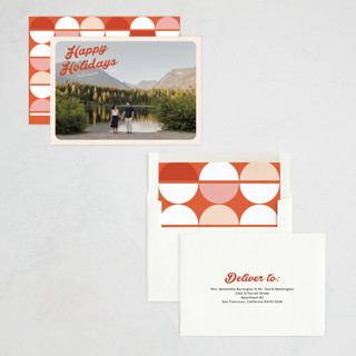 This is a poinsettia holiday photo cards with standard by Morgan Kendall called vintage postcard printing on recycled smooth signature in standard