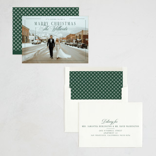 This is a mistletoe holiday photo cards with standard by Keen Peachy called marry christmas printing on recycled smooth signature in standard