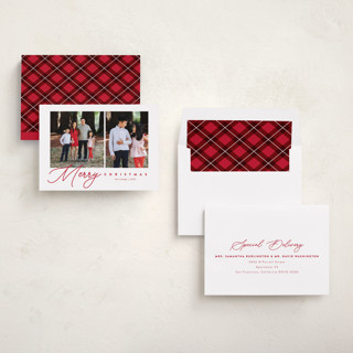 This is a peppermint holiday photo cards with standard by Melanie Kosuge called elegant_1 printing on recycled smooth signature in standard