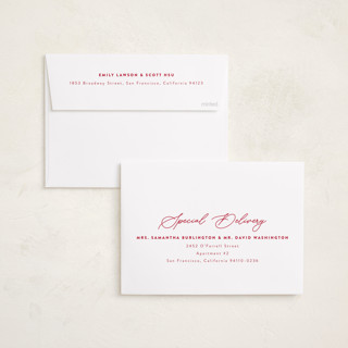 This is a peppermint holiday photo cards with standard by Melanie Kosuge called elegant_1 printing on recycled smooth signature in standard