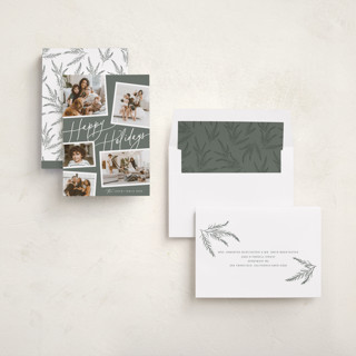 This is a sage holiday photo cards with standard by Melanie Severin called collage scatter printing on recycled smooth signature in standard