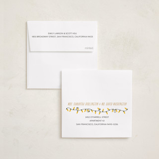This is a golden honey holiday photo cards with standard by Kate Ross called love joy printing on recycled smooth signature in standard
