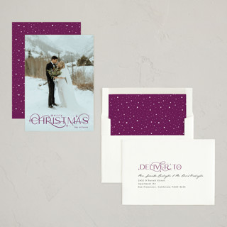 This is a berry holiday photo cards with standard by Makewells called delicate christmas printing on recycled smooth signature in standard