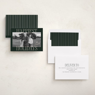 This is a evergreen holiday photo cards with standard by Ekko Studio called glam greeting printing on recycled smooth signature in standard