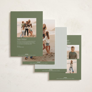 This is a marshmallow holiday photo cards with standard by Everett Paper Goods called wreath multi printing on recycled smooth signature in standard