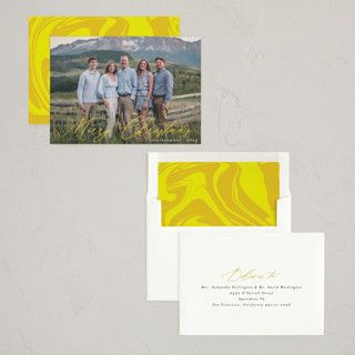 This is a bell holiday photo cards with standard by Morgan Kendall called modern traditionalist printing on recycled smooth signature in standard