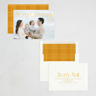 This is a sunshine holiday photo cards with standard by Owl and Toad called festive simplicity printing on recycled smooth signature in standard