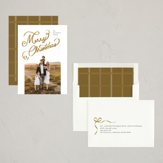 This is a halo holiday photo cards with standard by taylorVdesign called ribbon letters printing on recycled smooth signature in standard