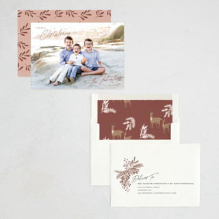 This is a pecan holiday photo cards with standard by Design Lotus called christmas time is here printing on recycled smooth signature in standard