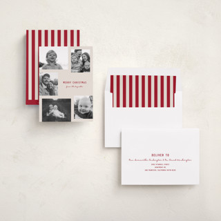 This is a berry holiday photo cards with standard by Brianne Larsen called modern collage printing on recycled smooth signature in standard