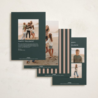 This is a pine holiday photo cards with standard by Kate Ahn called timeless stripe printing on recycled smooth signature in standard