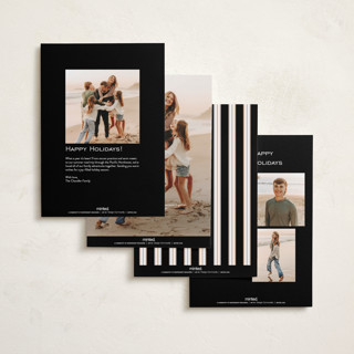 This is a midnight holiday photo cards with standard by Kate Ahn called timeless stripe printing on recycled smooth signature in standard