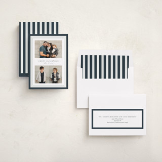 This is a marine holiday photo cards with standard by Kate Ahn called timeless stripe printing on recycled smooth signature in standard