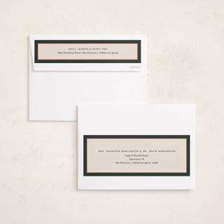 This is a pine holiday photo cards with standard by Kate Ahn called timeless stripe printing on recycled smooth signature in standard
