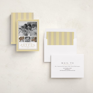 This is a buttercream holiday photo cards with standard by Alston Foster called favorite joys printing on recycled smooth signature in standard