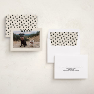 This is a cream holiday photo cards with standard by Ani Somi called big bold type printing on recycled smooth signature in standard