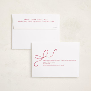 This is a peppermint holiday photo cards with standard by Emily Betts called bow two printing on recycled smooth signature in standard