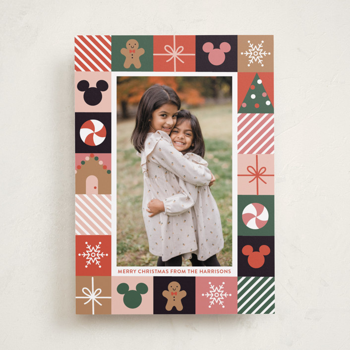 "Disney's Mickey Mouse Holiday Border" - Holiday Photo Cards in Holly by Annie Holmquist.