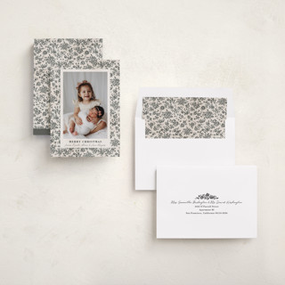 This is a cream holiday photo cards with standard by Jessie Steury called wallpaper printing on recycled smooth signature in standard