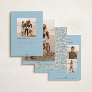 This is a blue jay holiday photo cards with standard by Creo Study called floral block print printing on recycled smooth signature in standard