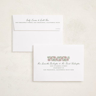This is a forest holiday photo cards with standard by Creo Study called floral block print printing on recycled smooth signature in standard