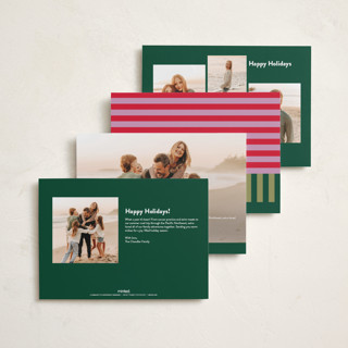 This is a candy cane holiday photo cards with standard by Shari Margolin called festive stripes printing on recycled smooth signature in standard