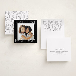 This is a licorice holiday photo cards with standard by Pink House Press called equilateral printing on recycled smooth signature in standard