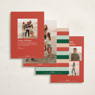 This is a cranberry holiday photo cards with standard by Alicia Schultz called tinsel & joy printing on recycled smooth signature in standard