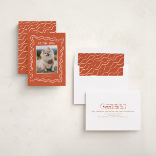 This is a holly holiday photo cards with standard by Vera Lim called wiggly lines printing on recycled smooth signature in standard