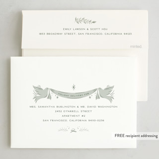 This is a pine holiday photo cards with standard by Erin German called heaven and nature sing frame printing on recycled smooth signature in standard