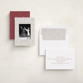 This is a chimney holiday photo cards with standard by Lea Delaveris called little bows printing on recycled smooth signature in standard