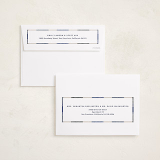 This is a blueberry holiday photo cards with standard by Carrie Moradi called cozy checked plaid printing on recycled smooth signature in standard