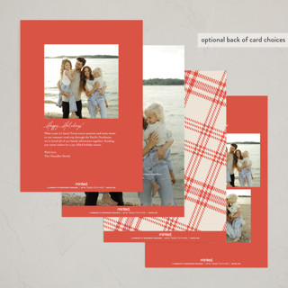 This is a candy cane holiday photo cards with standard by Megan Cash called tartan plaid printing on recycled smooth signature in standard