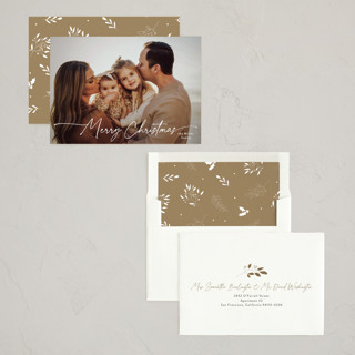 This is a eggnog holiday photo cards with standard by Benita Crandall called noël minimal printing on recycled smooth signature in standard