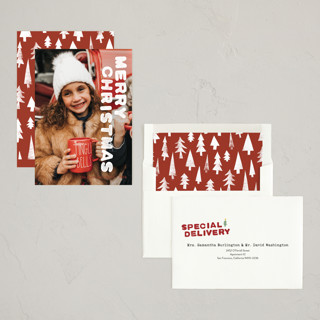 This is a cinnamon spice holiday photo cards with standard by Jayne Alfieri called merry christmas stamp printing on recycled smooth signature in standard