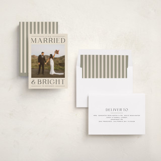 This is a licorice holiday photo cards with standard by Ekko Studio called happy headlines printing on recycled smooth signature in standard