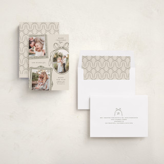 This is a olive holiday photo cards with standard by Meagan Christensen called victorian printing on recycled smooth signature in standard