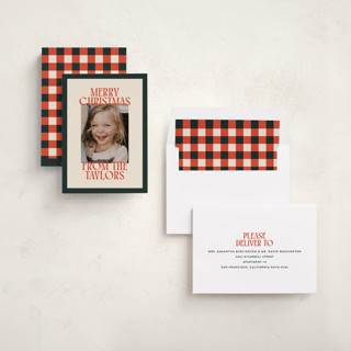 This is a mistletoe holiday photo cards with standard by Ekko Studio called cheerful stack printing on recycled smooth signature in standard