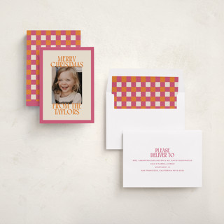 This is a gumdrop holiday photo cards with standard by Ekko Studio called cheerful stack printing on recycled smooth signature in standard