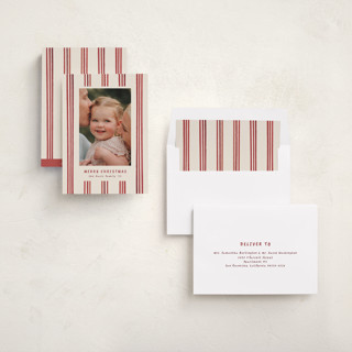 This is a berry holiday photo cards with standard by Christy Hy Lee called painted lines printing on recycled smooth signature in standard