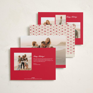 This is a candy cane holiday photo cards with standard by Kanika Mathur called poinsettia tile printing on recycled smooth signature in standard
