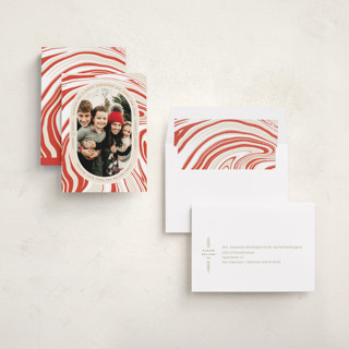 This is a peppermint holiday photo cards with standard by Oscar and Emma - Karly Depew called peppermint flavor printing on recycled smooth signature in standard