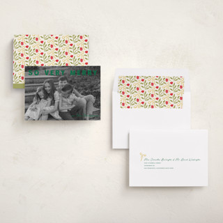 This is a juniper holiday photo cards with standard by Jenny Millington called merry greeting printing on recycled smooth signature in standard
