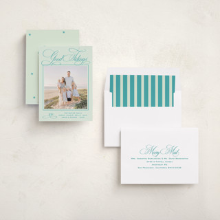 This is a mint holiday photo cards with standard by Megan Davis called julep printing on recycled smooth signature in standard