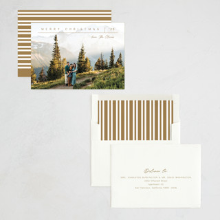 This is a butterscotch holiday photo cards with standard by Carolyn MacLaren called off the grid printing on recycled smooth signature in standard