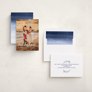 This is a snow holiday photo cards with standard by Elsa Duncan called a very mele kalikimaka printing on recycled smooth signature in standard