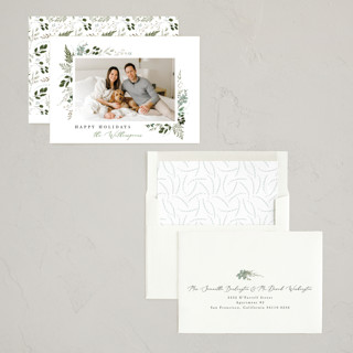 This is a balsam holiday photo cards with standard by Susan Moyal called holiday botanical printing on recycled smooth signature in standard
